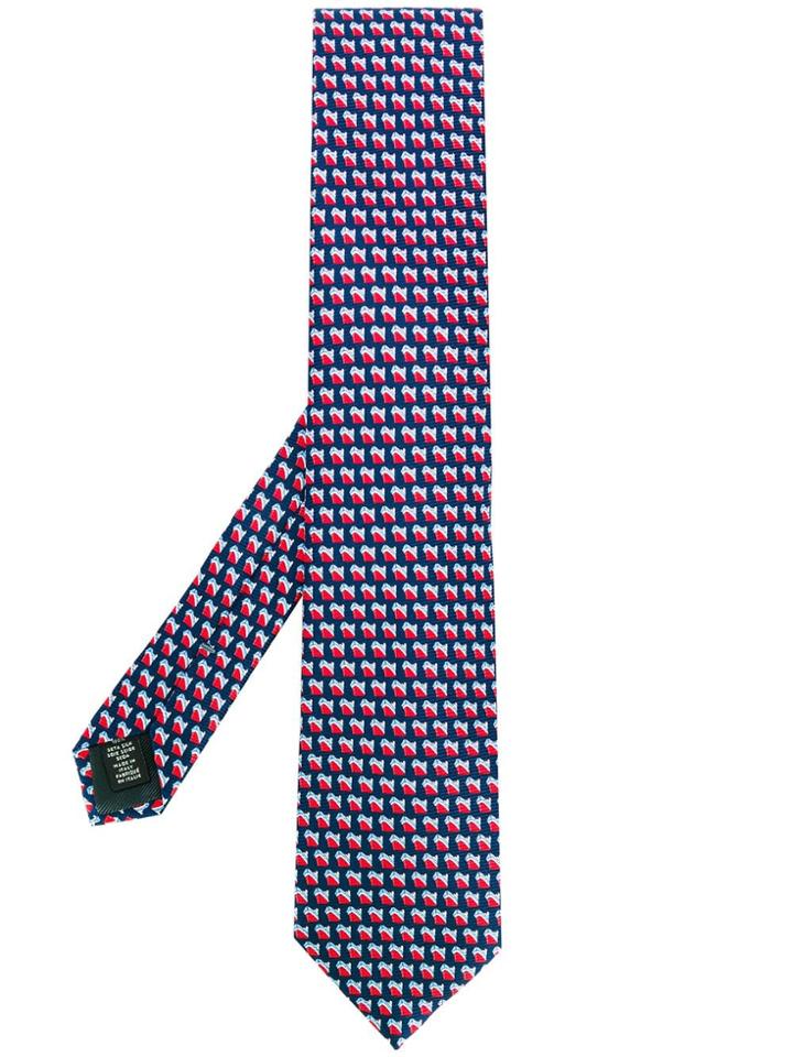 Ermenegildo Zegna Ship Motif Silk Tie - Blue