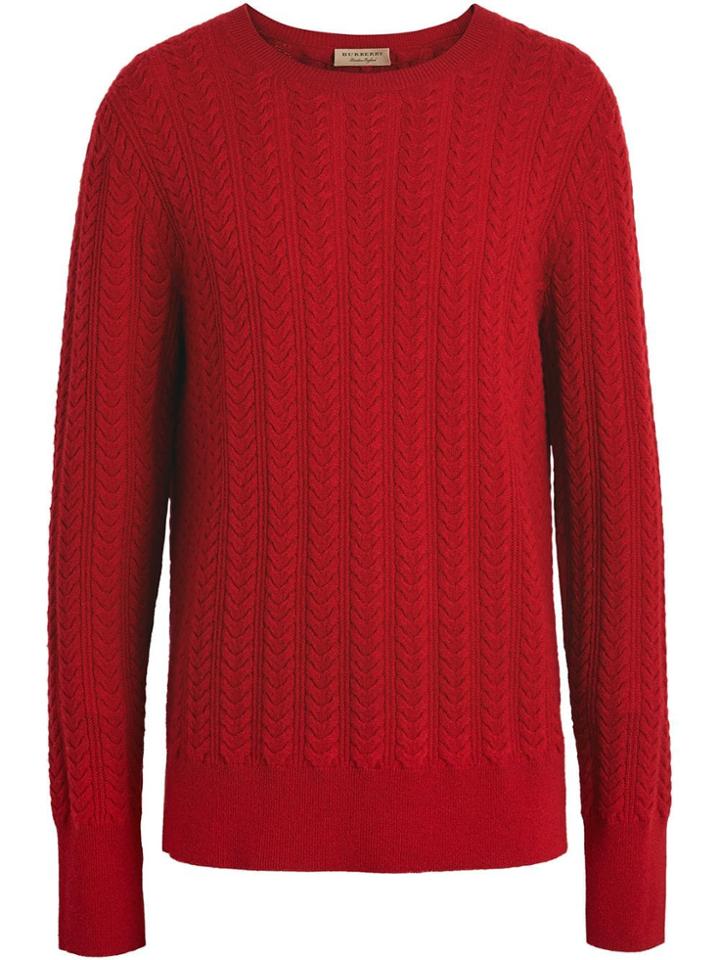 Burberry Cashmere Cable Knit Jumper - Red