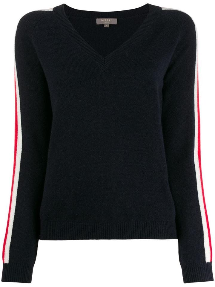 N.peal Cashmere Side Stripe Jumper - Blue