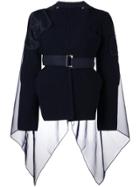Sacai Ribbed Cape Detail Jumper - Blue