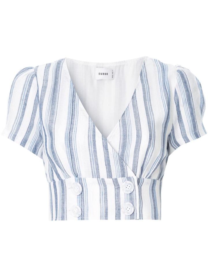 Suboo Shoreline Striped Crop Top - White