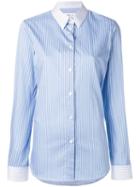 Maison Margiela Contrast Pinstripe Shirt, Women's, Size: 42, Blue, Cotton
