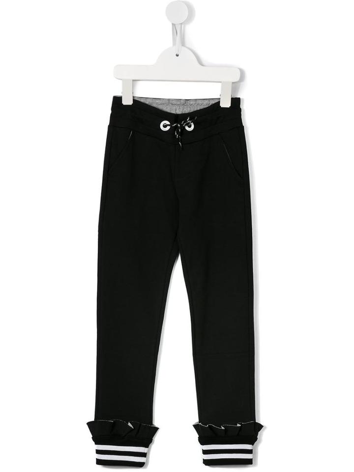 Fendi Kids Ruffle Trim Track Pants, Girl's, Size: 7 Yrs, Black