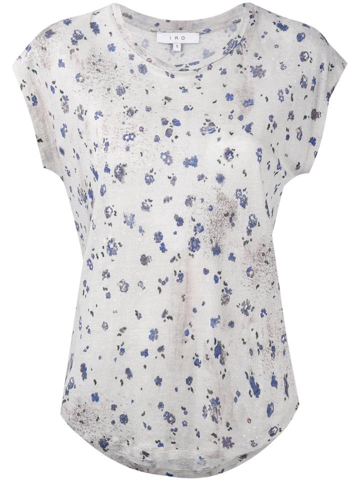 Iro Floral Print T-shirt, Women's, Size: Medium, Grey, Linen/flax