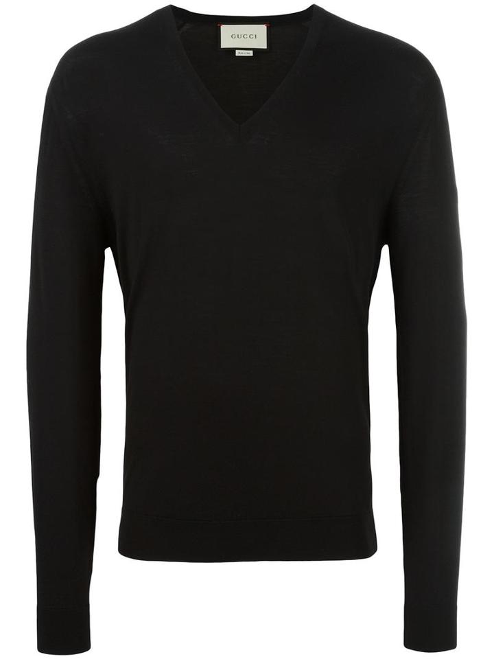 Gucci Lightweight V-neck Jumper, Men's, Size: Large, Black, Wool