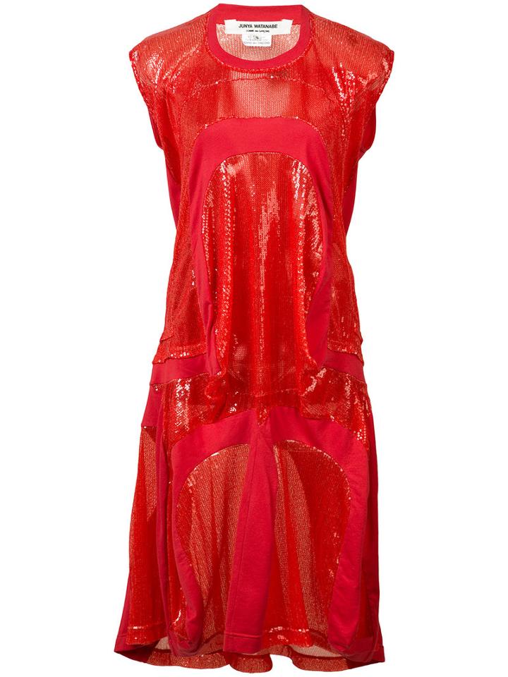 Junya Watanabe Comme Des Garçons Sequin T-shirt Dress, Women's, Size: Medium, Red, Polyester/cotton