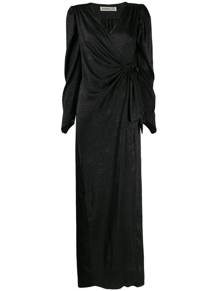 Nineminutes Side-fastening Wrap Gown - Black