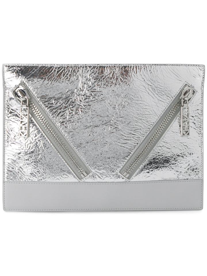 Kenzo Zipped Clutch - Metallic