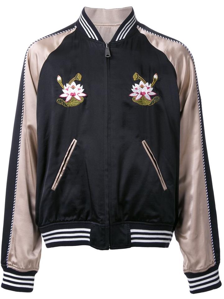 G.v.g.v. 'satin Souvenir' Bomber Jacket, Men's, Black, Silk/cupro
