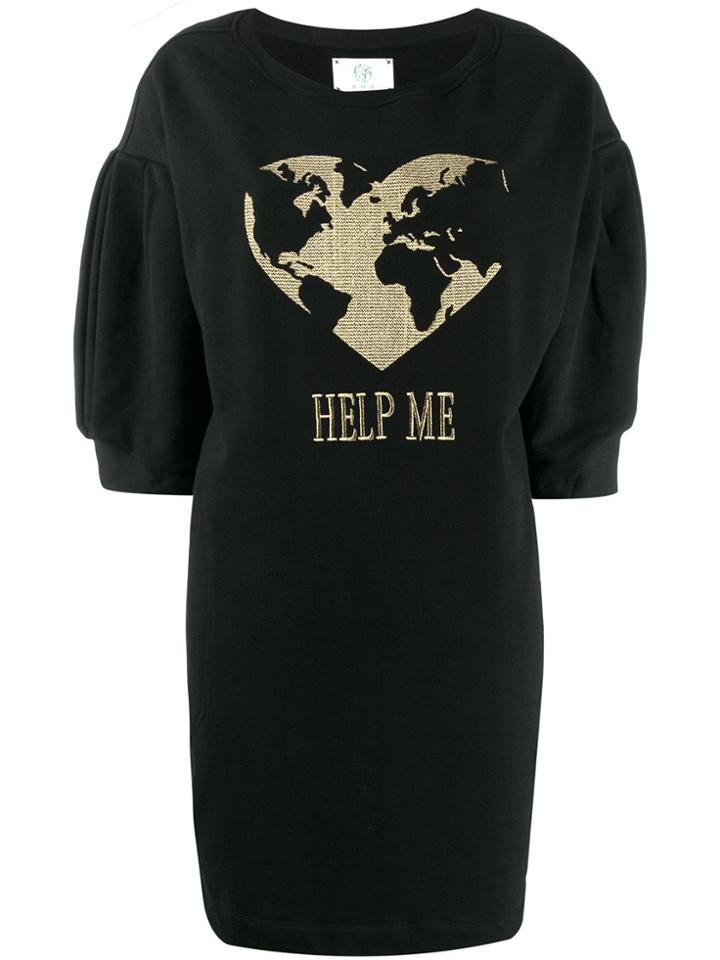 Alberta Ferretti Oversized 'help Me' Print Sweatshirt Dress - Black