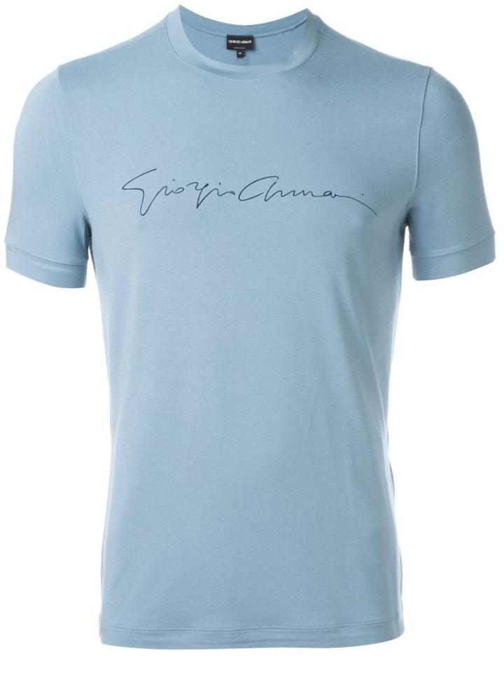 Giorgio Armani Fitted T-shirt, Men's, Size: 48, Blue, Spandex/elastane/viscose