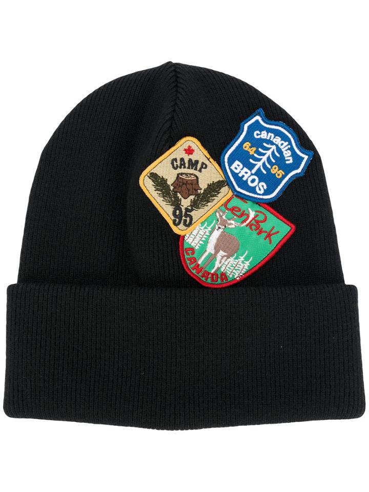 Dsquared2 Patch Embroidered Beanie Hat - Black
