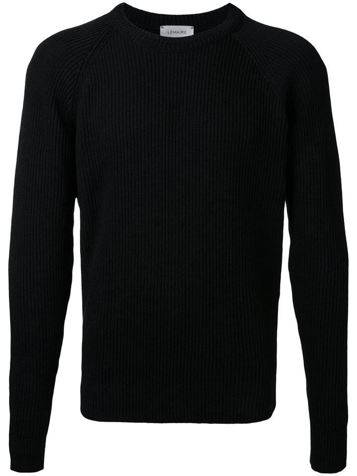 Lemaire Ribbed Trim Jumper, Men's, Size: Medium, Black, Cotton