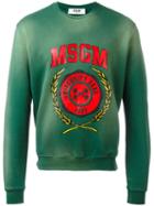 Msgm Logo Print Sweatshirt, Men's, Size: Xs, Green, Cotton