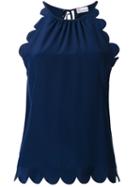 Red Valentino - Scalloped Halter-neck Top - Women - Silk - 40, Blue, Silk