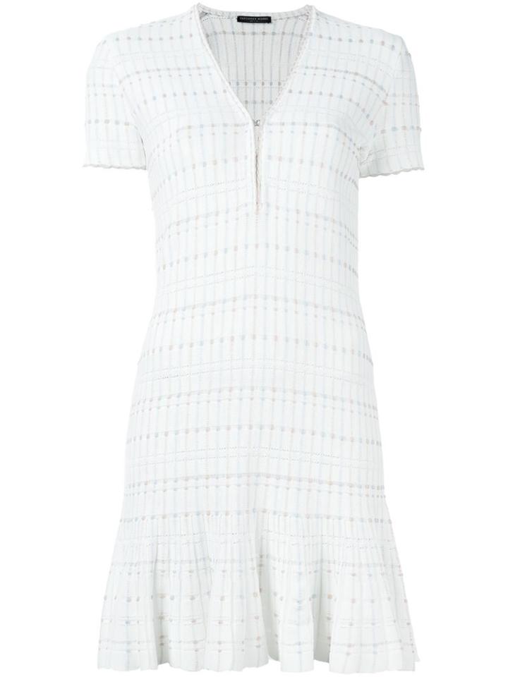 Alexander Mcqueen Knitted Flared Dress, Women's, Size: Xs, White, Viscose/polyester/cotton/polyamide