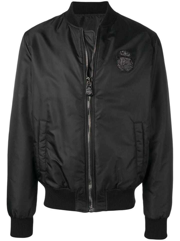 Billionaire Lion Print Bomber Jacket - Black