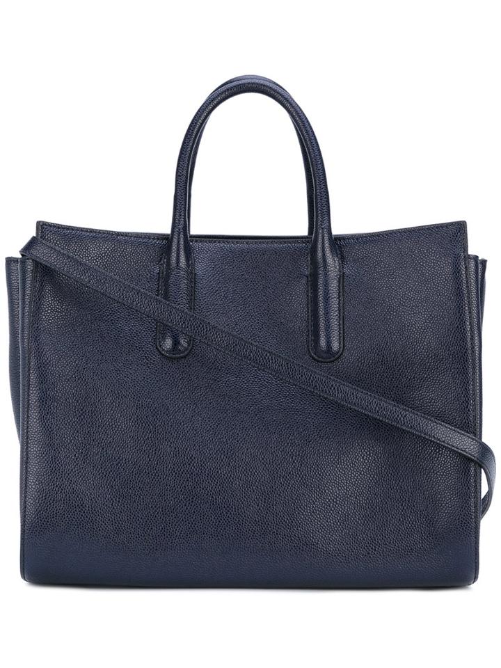 Max Mara - Classic Tote - Women - Calf Leather/cotton - One Size, Blue, Calf Leather/cotton