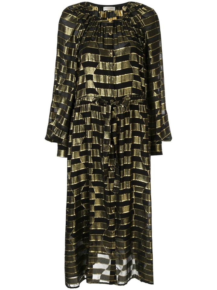 Stine Goya Stripe Panel Midi Dress - Black