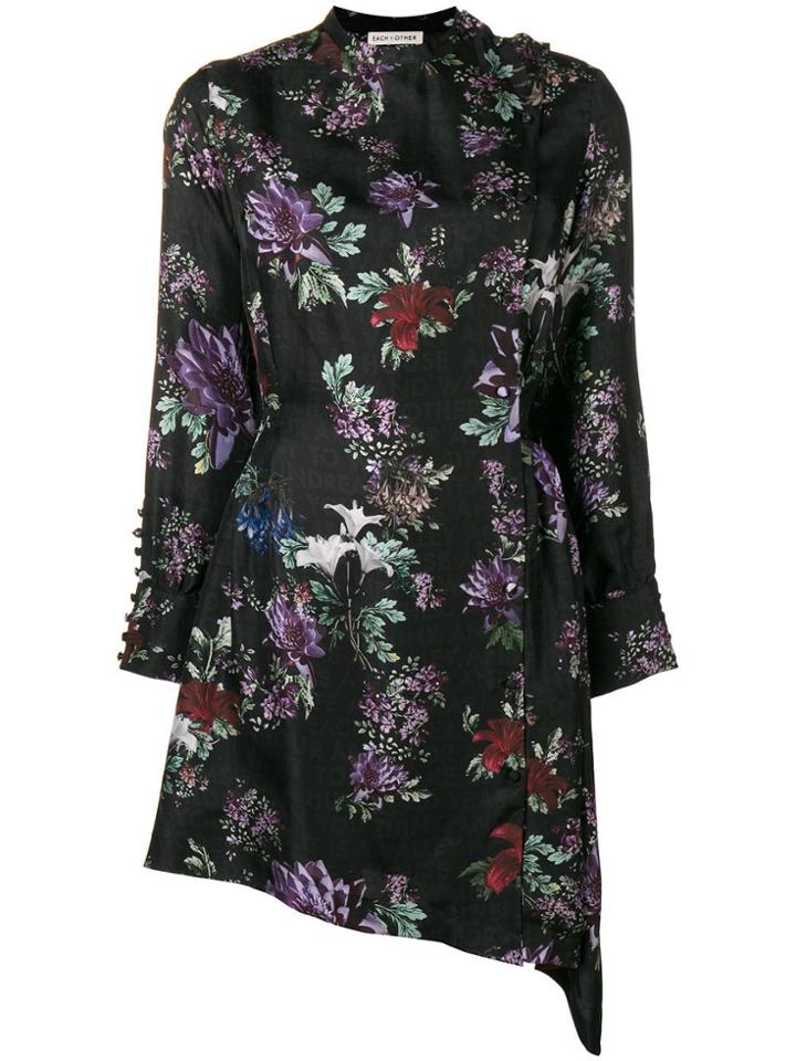 Each X Other Floral Printed Asymmetric Dress - Black