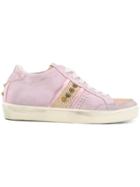 Leather Crown Panelled Sneakers - Pink & Purple