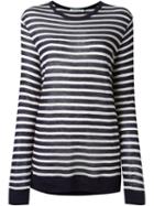 T By Alexander Wang Striped T-shirt, Women's, Size: L, Blue, Rayon/linen/flax