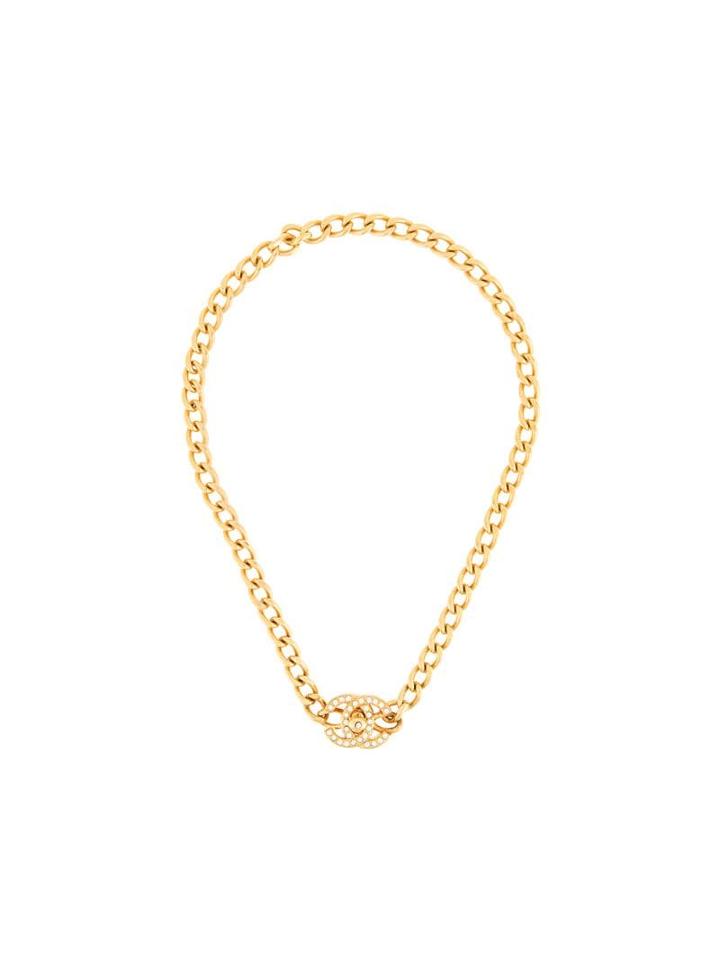 Chanel Pre-owned Cc Turnlock Chain Necklace - Metallic