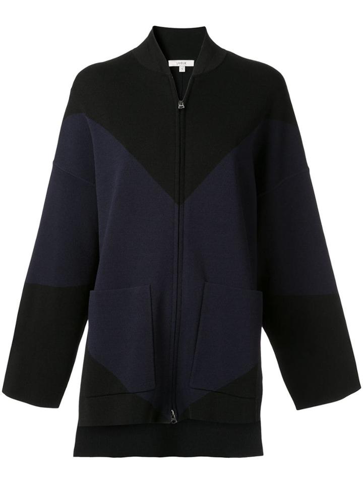 Layeur Two-tone Oversized Bomber Jacket - Black