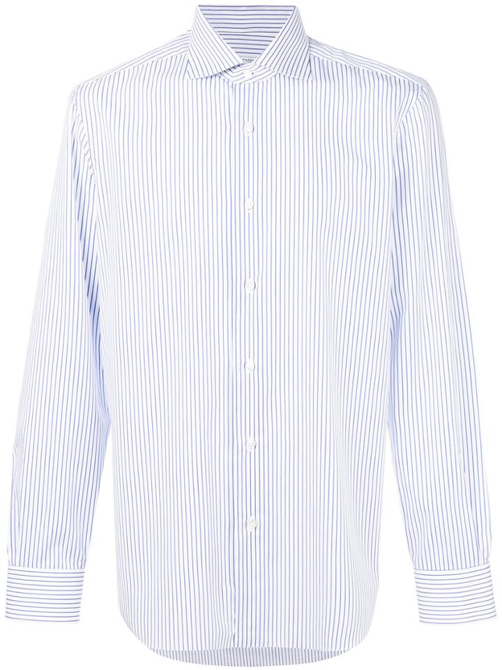 Barba Long Sleeved Stripe Shirt - White