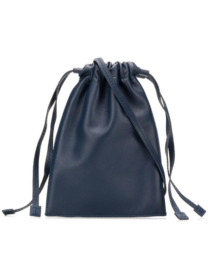 Bonastre Leather Cross Body Pouch - Blue