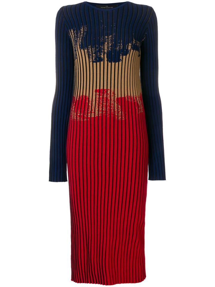 Rokh Brush Painted Effect Fitted Dress - Red