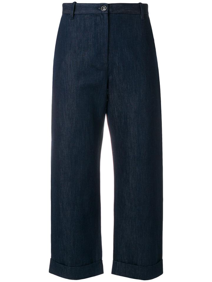 Nine In The Morning Cropped Straight Fit Trousers - Blue