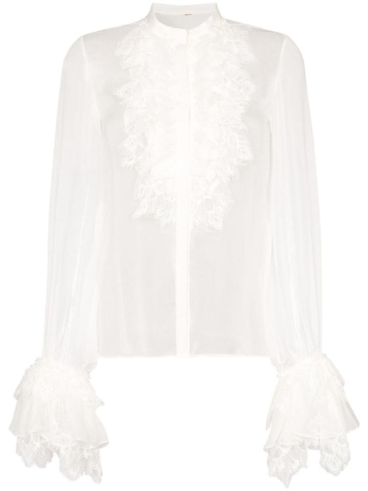 Saint Laurent Lace-trimmed Shirt - White