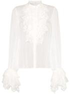 Saint Laurent Lace-trimmed Shirt - White