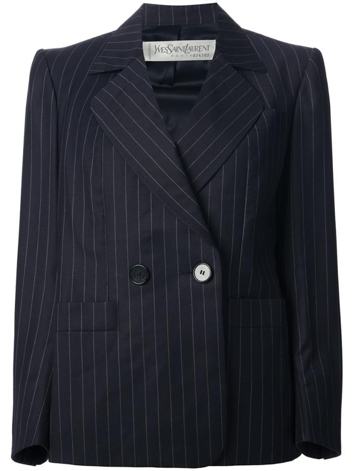 Yves Saint Laurent Vintage Pinstripe Skirt Suit - Blue