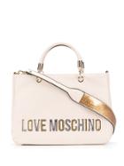 Love Moschino Laminated Logo Tote - Neutrals