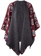 Ermanno Gallamini Reversible Patterned Cape, Women's, Red, Wool