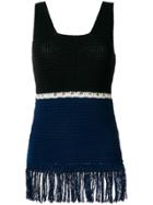 Zeus+dione Fringed Colour Block Knitted Top - Blue