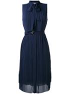 Michael Michael Kors - Pleated Panel Flared Dress - Women - Polyester - 2, Blue, Polyester