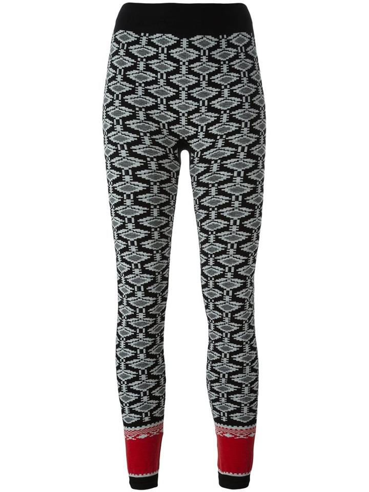 Laneus Patterned Wool Leggings, Women's, Size: Small, Black, Polyamide/spandex/elastane/viscose/cashmere