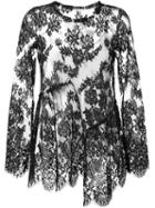 P.a.r.o.s.h. Semi Sheer Lace Overlay Blouse, Women's, Size: Large, Black, Cotton/polyamide/acetate/viscose