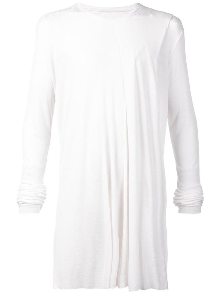 Julius Long Ribbed Long Sleeve T-shirt, Men's, Size: 3, White, Silk/rayon