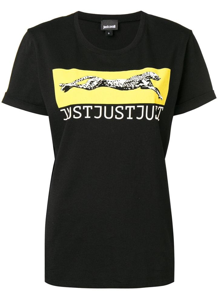 Just Cavalli Colour-block Logo T-shirt - Black