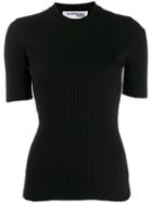 Courrèges Short Sleeve Knitted Top - Black
