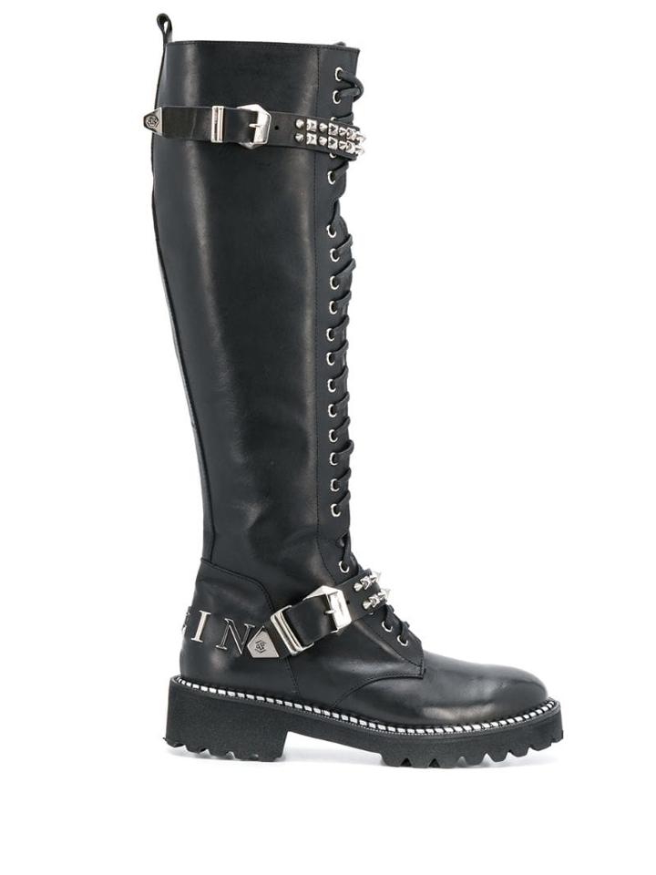 Philipp Plein Knee-high Combat Boots - Black