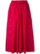 Kenzo - Press Stud Midi Skirt - Women - Silk/polyester - 36, Red, Silk/polyester