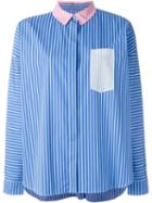 Odeeh Contrasting Collar Striped Shirt