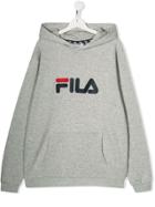 Fila Kids Teen Logo Printed Hoodie - Grey