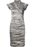 Nicole Miller Wrinkled Satin Dress, Women's, Size: 12, Grey, Polyester/nylon/spandex/elastane/metal