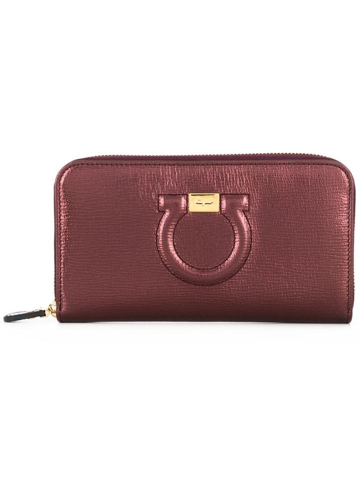 Salvatore Ferragamo Gancini Zip Around Wallet - Red